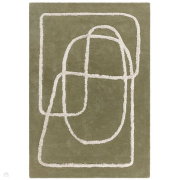 Matrix MAX93 Infinity Modern Abstract Hand-Woven High-Density Soft Textured Shimmer Wool & Viscose Blend Sage Green/Cream Rug-Asiatic Carpets-Rug Love - The Most Loved Rug Store